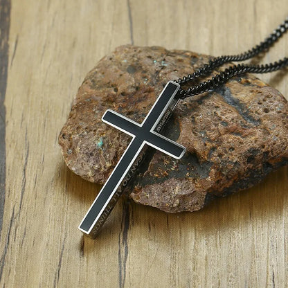 Vnox Special Bible Cross Pendants for Women Men Stainless Steel Necklace Jesus Christ Prayer Jewelry Philippians 4:13