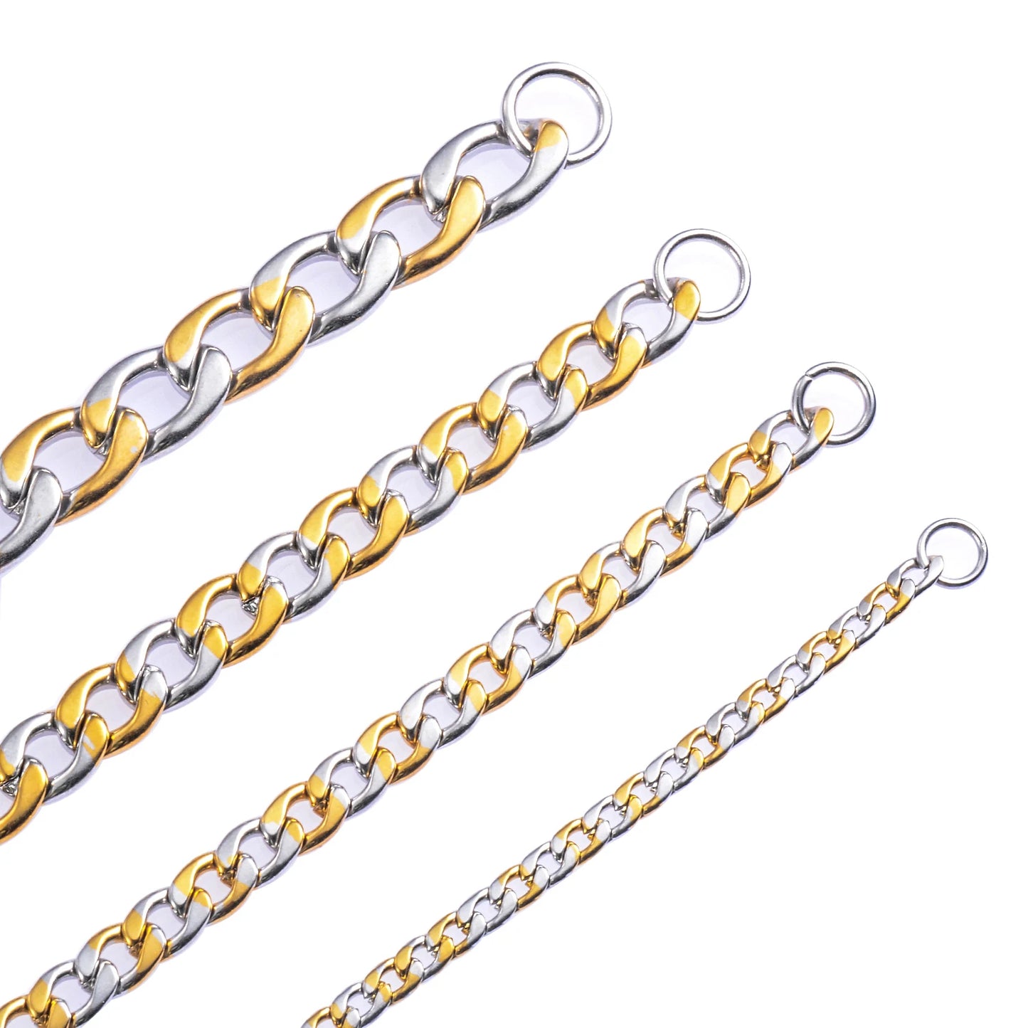 Stainless Steel Cuban Link Chain Men's Retro Long Pendant Necklace Silver and Gold Color For Punk Men Women Fashion Jewelry